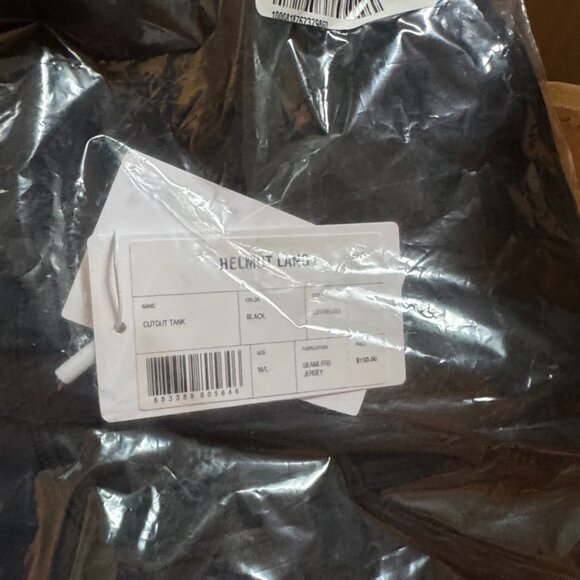 Helmut Lang Black Seamless Jersey Cutout Tank Top Size Medium/Large NWT - Picture 7 of 7